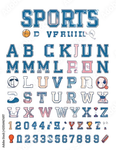 Sports alphabet lettering typography design.