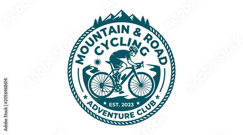 Circular logo badge for mountain and road cycling adventure club.