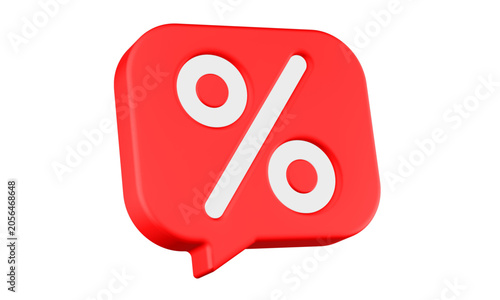percent icon 3d render square bubble