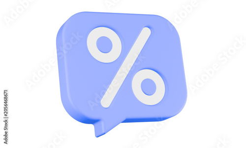 percent icon 3d render square bubble