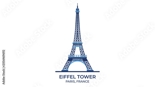 Canvastavla Flat illustration of Eiffel Tower landmark in Paris France.