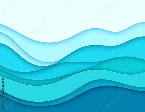 Wavy ocean waves in shades blue.
