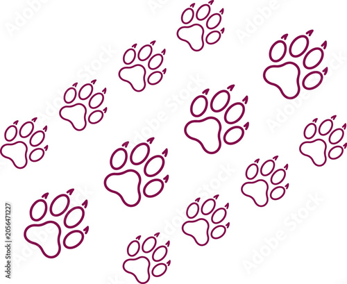 Photography Seamless pattern of paw prints for animals, wild nature graphic, mammal tracks, animal footprint design