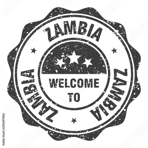 Foto Welcome to Zambia black grunge round stamp