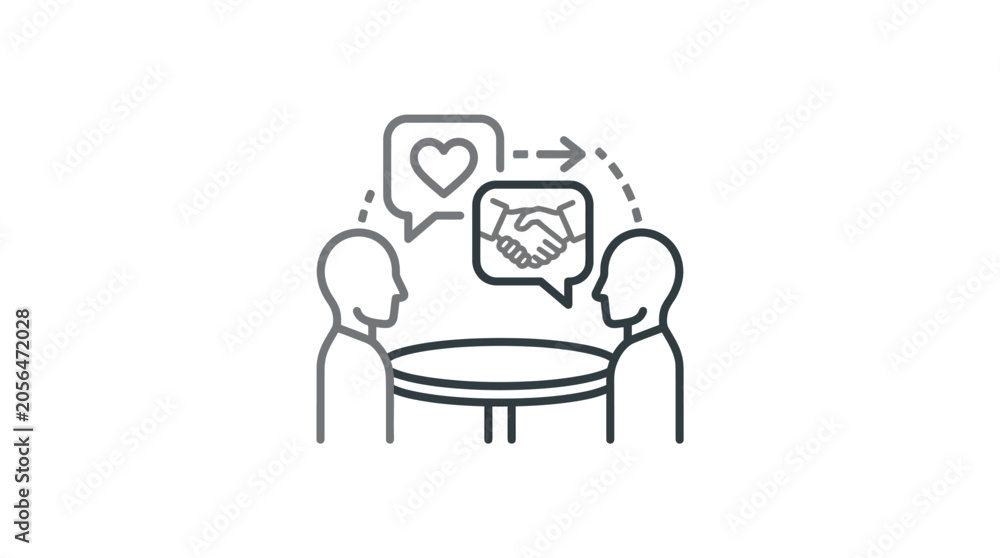 Fototapeta premium Business partnership agreement and empathy line icon.
