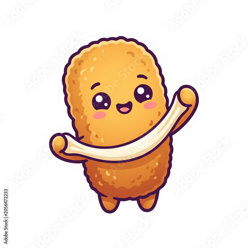 Mozzarella Stick Cheese Pulling Melted Cheese Sticker Illustration