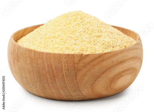 Obraz na plátně Raw semolina in bowl isolated on white
