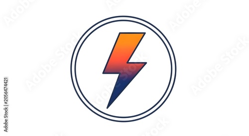 Lightning bolt icon with gradient color inside a circle, vector illustration of a thunderbolt symbol for energy and power concepts