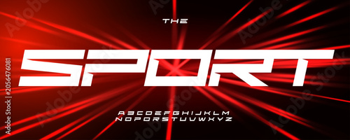Принти на полотні Wide Font Logo Sport Alphabet Fast Italic Letter Set Dynamic Typography, Geometric Typographic Design for Fast Italic Title Text, Speed Race Poster Headline