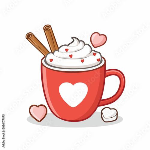 Hot Chocolate with Whipped Cream and Cinnamon Sticks