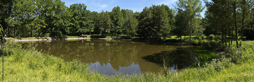 Fototapeta premium Pond Tichavek at the mountain Jarnik at Pisek, South Bohemian Region, Czech Republic, Europe 