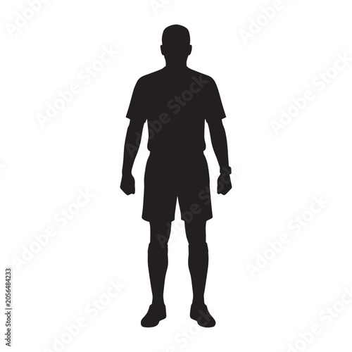 Fotografía Soccer referee signaling goal kick with both arms stretched wide on field illust