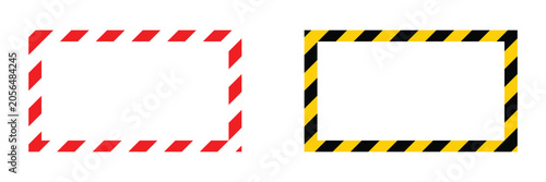 Fotografie Industrial safety warning stripe border frame set with red white and black yello