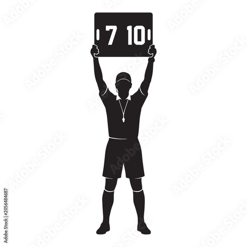 Vászonkép Soccer referee holding substitution board above head during professional footbal