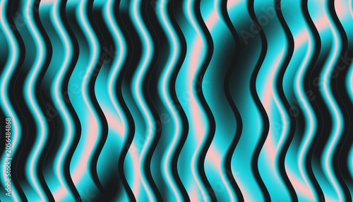 Abstract vertical neon blue wavy lines with grainy texture pattern