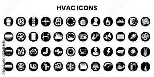 Collection of various hvac icons on a white background