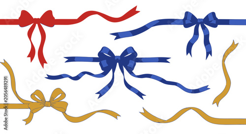 Colorful ribbons with bows tied in various styles and hues.