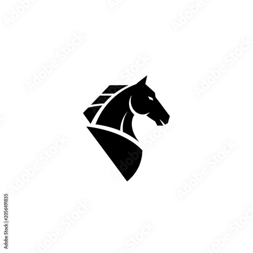 Black Horse Head Silhouette Logo Design, Minimalist Equestrian Symbol