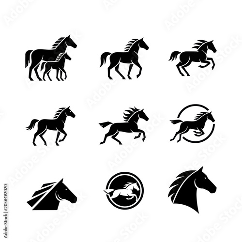 Black Horse Silhouettes Collection - Vector Graphics for Logo and Design