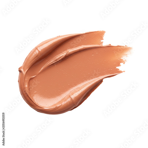 Creamy peach lipstick swatch with visible ridges and soft specular highlights on a transparent background, capturing a luxurious cosmetic beauty atmosphere