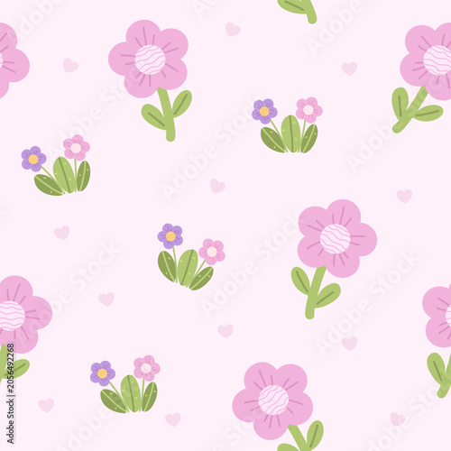 seamless pattern with pink flowers vector illustration