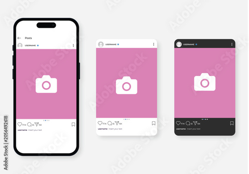 Post feed frame mockup with smartphone phone mock up template design, social media carousel post template, mobile app
