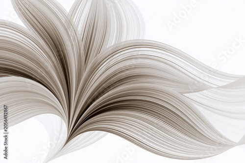Elegant Abstract Background with Flowing Brown and Beige Waves, Sophisticated Silk or Hair Texture Illustration for Modern Design, Minimalist Graphic Element on White Background