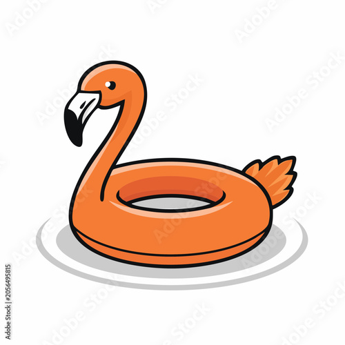 Orange Flamingo Pool Float Illustration