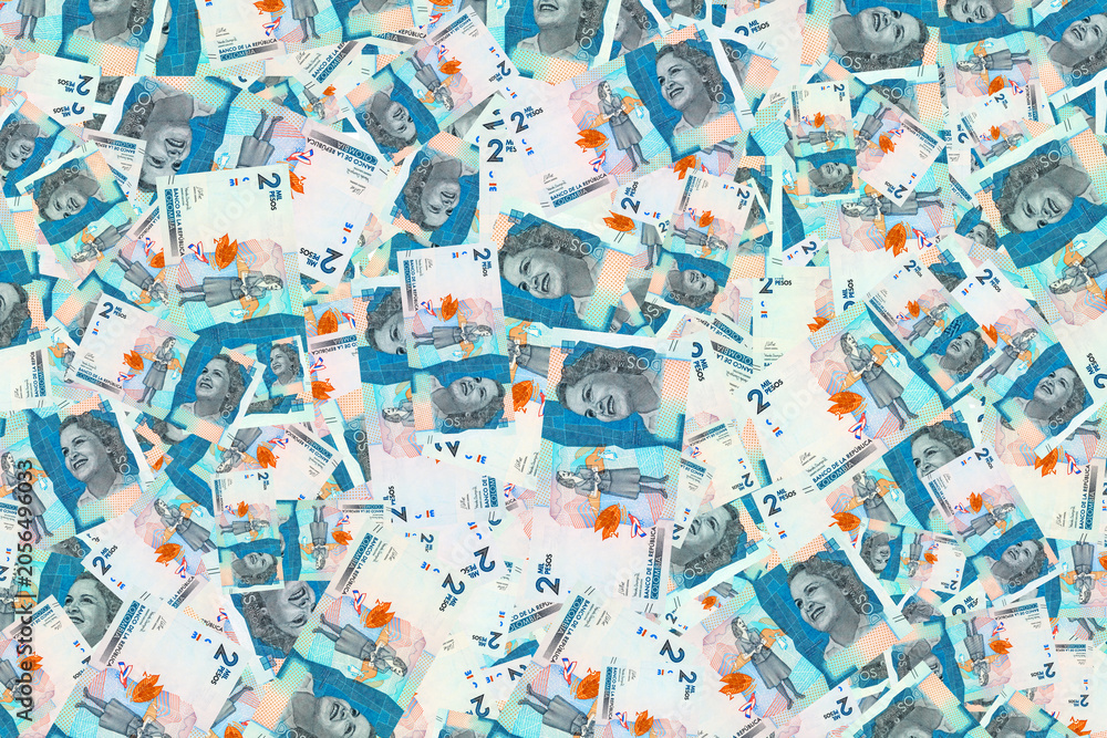 Fototapeta premium Colombian 2000 Mil Pesos banknote featuring the portrait of artist Debora Arango. Colombian national currency cash.