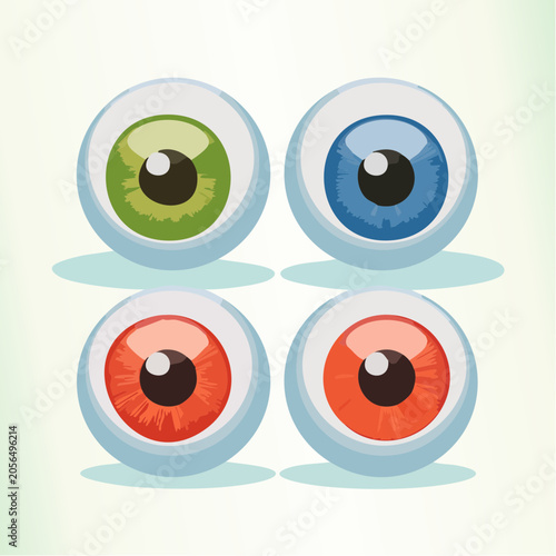Four Cartoon Eyeballs with Different Iris Colors