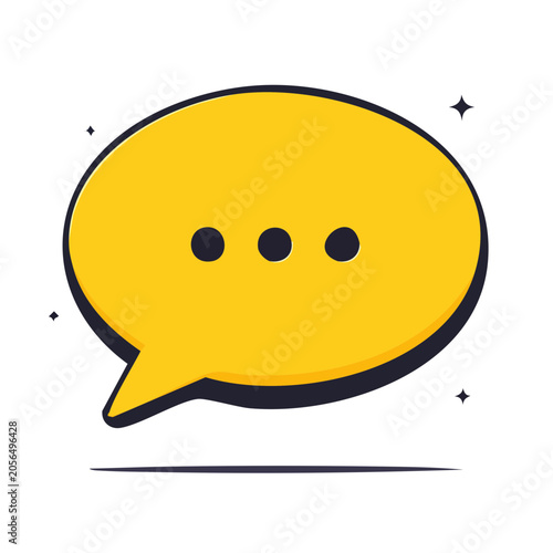 Yellow Speech Bubble Icon Flat Design