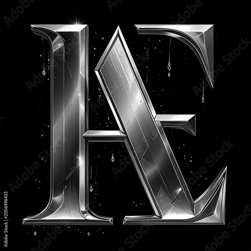 Glossy Metallic Letterforms Arranged As Iae Monogram on Black Background