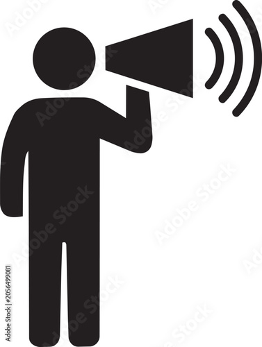 Person Speaking Through Megaphone For Public Announcement Marketing Promotion And Communicationmegaphone, announcement, communication, marketing, promotion, advertising, speaker, message, broadcast, p