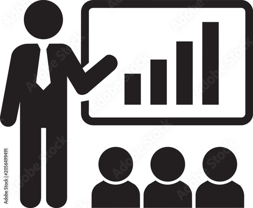 Business Presentation Training Seminar With Analytics Growth Chart Leadership Coaching And Corporate Education