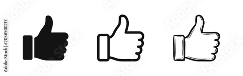 Foto Thumbs Up Hand Icon Set - Like and Approval Symbol Collection with Solid, Outlin