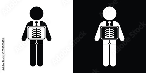 Bild auf Leinwand Full body doctor figure presenting a chest x-ray film plate icon