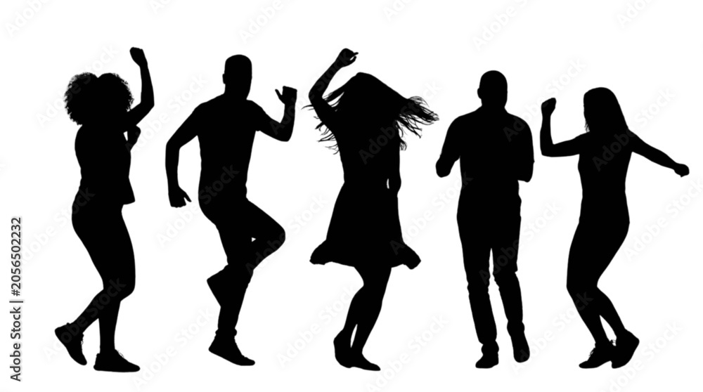 Fototapeta premium Silhouette people dancing together joyfully isolated on transparent background, Vector