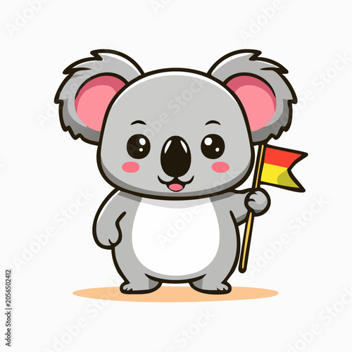 Cute Koala Holding a Flag