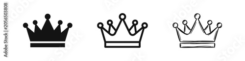Fotografía Royal crown icon set, king queen prince princess and authority concept