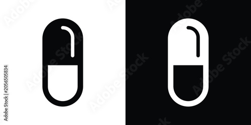 Vászonkép Vertical medical capsule pill vector icon