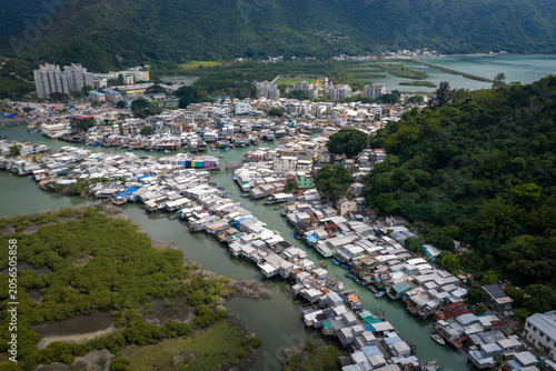 Aerial View of Tai O Fishing Village at Day, Lantau Island, Hong Kong