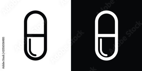 Valokuva Vertical medical capsule pill vector icon