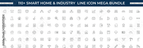 Photos Smart home and industry line icon mega bundle featuring iot, automation, industrial, wireless, sensor, control, and system