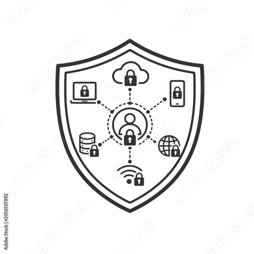 Zero Trust Security Shield Network Protection Icon Vector Illustration