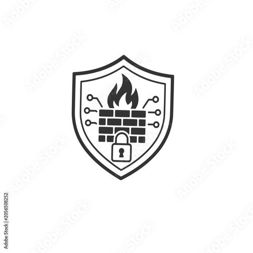 Firewall Security Shield Icon Vector Illustration