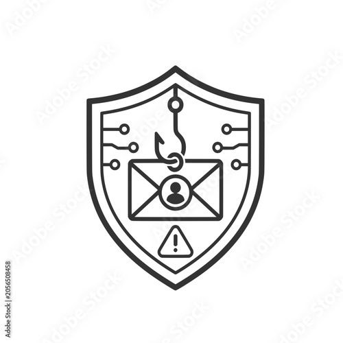 Anti Phishing Shield Email Protection Cybersecurity Icon Vector Illustration