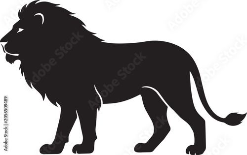 Black silhouette vector illustration of a lion 