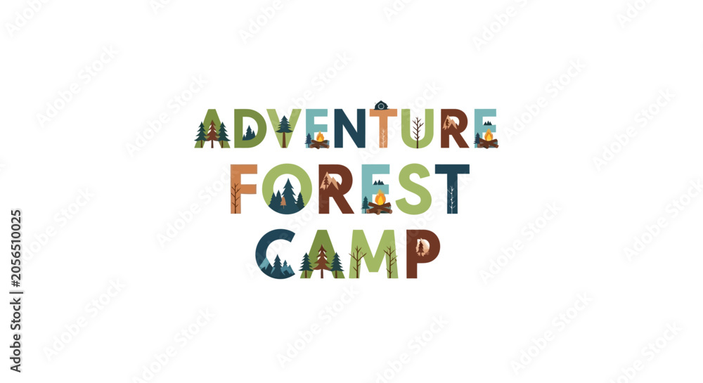 Fototapeta premium Adventure Forest Camp Text Graphic