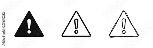 Obraz na plátně Warning and Hazard Triangle Icon Set: Caution, Alert, and Danger Symbols for UI/