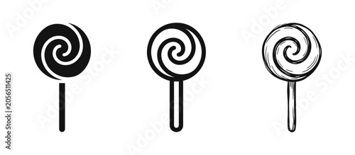 Tableau sur toile Lollipop candy icon set, sweet dessert symbols